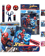 Marvel Superheroes Spiderman Stationery Set Back to The Pre School Kindergarten Education Goodies Supplies Pencils Eraser Notebook Case Folders Ruler Sharpener Scissor, Perfect Gifts for Kids Boys