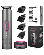 PRITECH Hair Trimmer for Women, Waterproof Bikini Trimmer, Rechargeable Pubic Hair Clippers and Trimmer, Electric Shaver for Women, Women Electric Razor, Hair Cut Kit, Barber Grooming Set, Aurora Gray