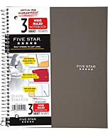 Five Star Spiral Notebook, 3 Subject, Wide Ruled Paper, 150 Sheets, 10-1/2" x 8" Sheet Size, Gray (73188)