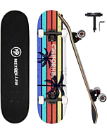 METROLLER Skateboards for Beginners,31 x 8 Complete Standard Skate Boards for Girls Boys, 7 Layer Canadian Maple Double Kick Concave Skateboard for Kids Youth Teens Adults