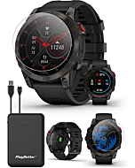 Garmin EPIX 2 Sapphire (Black Titanium) 2022 Multisport GPS Smartwatch Power Bundle with HD Screen Protectors & Portable Charger | Ultimate Fitness Watch | Fenix with Bright AMOLED Screen