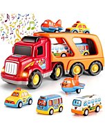 Toddler Car Toys for 3 4 5 6 Year Old for Boys, 5 in Carrier Truck Transport Vehicles, Friction Power Toys Toddler Toys Age 2-4 Baby Toys 18-24 Months Birthday Kids Gift Toddler Toys Age 1-2