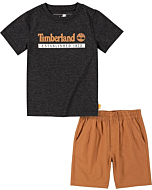 Timberland baby boys 2 Pieces Tee Shorts Set, Deep Black, 3T US