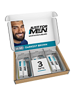 Just For Men Mustache & Beard, Beard Coloring for Gray Hair, With Biotin Aloe and Coconut Oil for Healthy Facial Hair - Darkest Brown, M-50 (Pack of 3, Ecomm Friendly Packaging)