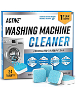 Washing Machine Cleaner Descaler 24 Pack - Deep Cleaning Tablets For HE Front Loader & Top Load Washer, Septic Safe Eco-Friendly Deodorizer, Clean Inside Drum And Laundry Tub Seal - 12 Month Supply