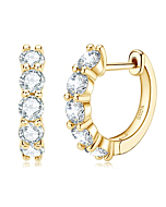 AINUOSHI Moissanite Hoop Earrings for Women, D-E Color Moissanite Simulated Diamond, 925 Sterling Silver with 14K Gold Plating, Hypoallergenic,Jewelry Box Packed