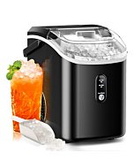 Nugget Ice Makers Countertop with Soft Chewable Pellet Ice, 7 Mins Ice Making, 35.5Lbs/24Hrs, Pebble Ice Maker Machine with Self-Cleaning/Ice Basket/Ice Scoop for Home/Office/Bar, Black