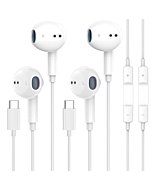 DisRun 2 Packs USB C Headphones for iPhone 15 Earbuds HiFi Stereo USB C Earphones with Microphone & Volume Control for iPad Pro Pixel 7 6 6a 5 4 Galaxy S23