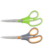 Amazon Basics Multipurpose, Comfort Grip, PVD Coated, Stainless Steel Office Scissors, 2-Pack, Green and Gray