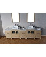 Virtu USA KD-700110-WM-LO Modern 11-Inch Double Sink Bathroom Vanity Set with Polished Chrome Faucet, Light Oak