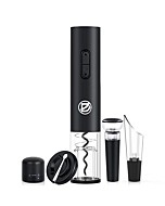 D Electric Wine Opener Automatic Battery Operated Wine Bottle Opener Set, Reusable Corkscrew Cordless Remover 5 Pcs Kit with Wine Pourer, Foil Cutter, Vacuum Stopper and Wine Stopper for Wine Lovers