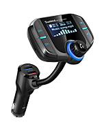 (Upgraded Version) Bluetooth FM Transmitter, Sumind Wireless Radio Adapter Hands-Free Car Kit with 1.7 Inch Display, QC3.0 and Smart 2.4A Dual USB Ports, AUX Input/Output, TF Card Mp3 Player