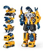 MIEBELY Toddler Robot Construction Vehicles Set – 5Pcs Transforming Robots for Kids - Magnetic Toys with Durable Connectors – Easy DIY Assembly Function – 5-in-1 Educational STEM Toys