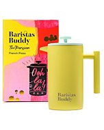 BaristasBuddy Yellow French Press Coffee Maker - Colorful, Retro And Stylish Insulated Coffee Brewer - Large Size Brews 4 Cups