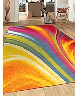 Modern Contemporary Waves Non-Slip (Non-Skid) Area Rug 8 x 10 (7' 10" x 10') Multi