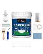 DWIL Tub Paint Tub and Tile Refinishing Kit - Water Based&Low Odor Bathtub Paint White with Tools, Tile Paint Easy Cover Sink Paint Tub Paint, Bathroom Tile Paint kit Semi-Gloss White 1KG/50-55sq.ft