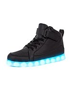 IGxx LED Light Up Shoes for Kids USB Recharging High Top LED Sneakers for Boys Girls Toddler Black