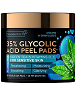 35% Glycolic Acid Pads - Exfoliating Facial Peel - Natural Resurfacing for Sensitive Skin - Green Tea & Vitamins C, E - Cleans Blackheads, Dark Spots, Acne - Radiance Face Wipes - 60 Double-Side Pads