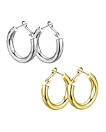 wowshow Chunky Thick Gold Tube Hoops Earrings for Women Girls