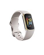 Fitbit Charge 5 Advanced Fitness & Health Tracker with Built-in GPS, Stress Management Tools, Sleep Tracking, 24/7 Heart Rate and More, Lunar White/Soft Gold, One Size (S &L Bands Included)