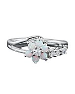 Exquisite Floral Opal Ring for Womens Pink/White Zircon Jewelry Rings Vintage Ladies Copper Ring Engagement Ring