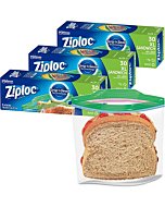 Ziploc Sandwich and Snack Bags for On the Go Freshness, Grip 'n Seal Technology for Easier Grip, Open, and Close, 30 Count, Pack of 3 (90 Total Bags)