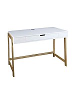 Casual Home Neorustic Smart Desk with USB Ports, Solid American Maple Legs