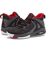 AND1 Takeoff 3.0 Boys Basketball Shoes, Mid Top Cool Court Sneakers for Kids - Black/Dark Grey/Red, 7 Big Kid