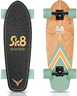 Complete Standard Skateboard Mini Cruiser - 6 Ply Canadian & Bamboo Maple Deck Complete Double Kick Skate Board W/ 5" Aluminum Trucks - for Kids, Teens, Adults - SereneLife (Black)