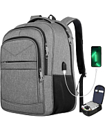 Laptop Backpack, Travel Backpack, Extra Large TSA 17 Inch Carry on Backpack, Anti-Theft College School Student Backpack with USB Port,Lapsouno Water Resistant Computer Backpack Gift for Men Women,Grey