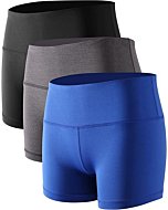 CADMUS Women's Stretch Fitness Running Shorts with Pocket,3 Pack,05,Black,Grey,Blue,X-Large