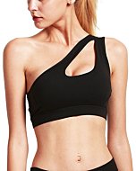 RUNNING GIRL One Shoulder Sports Bra Workout Yoga Top Post-Surgery Bra Sexy Cute Medium Support (2030 Black, XX-Large)