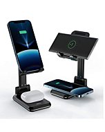 MEISO 2 in 1 Wireless Charger, Dual Wireless Charging Desk Phone Stand, 10W Qi Fast-Charging Dock for iPhone 12/11/MAX/XS/XR/X/8,AirPods/Pro,Samsung Galaxy S21/S20/S10/S9