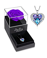 NEWNOVE Valentines Day Gifts for Her, Preserved Purple Rose with Angel Wings Necklace for Women, Romantic Gifts for Wife Grandma Mom and Girlfriend, Anniversary Birthday Gifts for Her