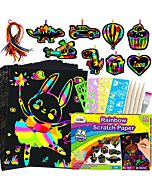 ZMLM Scratch Paper Art Craft: Rainbow Scratch Magic Color Drawing Pad Kid Preschool Bulk Art Supply for Age 3-12 Girl Boy Project Activity Toy Kindergarten|Educational|Party|Christmas|Birthday Gift