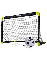 Franklin Sports Mini Soccer Goal Set - Backyard + Indoor Mini Net + Ball Set with Pump - Portable Folding Soccer Goal Set - 36" x 24" - Black