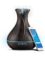 Smart WiFi Wireless Essential Oil Aromatherapy 400ml Ultrasonic Diffuser & Humidifier with Alexa & Google Home Phone App & Voice Control - Create Schedules - LED & Timer Settings Dark Brown