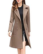 Bankeng Women Winter Wool Blend Camel Mid-Long Coat Notch Double-Breasted Lapel Jacket Outwear (Camel,M)