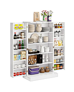 Function Home 41" Kitchen Storage Cabinet, Pantry Cabinet with Doors and Adjustable Shelves for Kitchen, Living Room and Dinning Room in White