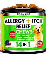 Dog Allergy Relief Chews - Dog Itch Relief - Omega 3 Fish Oil + Probiotics - Itchy Skin Relief - Seasonal Allergies - Anti Itch Support & Hot Spots - Immune Supplement for Dogs