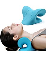 Neck and Shoulder Relaxer, Cervical Traction Device for TMJ Pain Relief and Cervical Spine Alignment, Chiropractic Pillow Neck Stretcher(Blue)