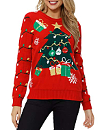 VENTELAN Women's Christmas Sweater Funny Christmas Tree Ugly Pullover Snowflake Long Sleeve Sweater Shirt