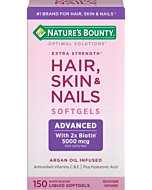 Nature's Bounty Hair, Skin & Nails Rapid Release Softgels, Argan-Infused Vitamin Supplement with Biotin and Hyaluronic Acid, Supports Hair, Skin, and Nail Health for Women, 150 Count