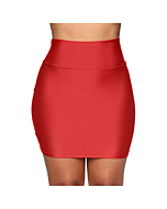 Fashion Women Stretch Tight Sexy Skirt Solid High Waist Short Slim Mini Skirts Pencil Skirts (Red, S)