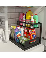 Under Sink Organizer, Pull Out Cabinet Organizer 2 Tier Slide Out Sink Shelf Cabinet Storage Shelves, Under Sink Storage for Kitchen Bathroom Cabinet