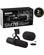 Shure SM7B Vocal Dynamic Microphone for Broadcast, Podcast & Recording, XLR Studio Mic for Music & Speech, Wide-Range Frequency, Warm & Smooth Sound, Rugged Construction, Detachable Windscreen - Black