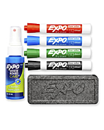 Expo Low Odor Dry Erase Marker Set with White Board Eraser and Cleaner | Chisel Tip Dry Erase Markers | Assorted Colors, 6-Piece Set with Whiteboard Cleaner