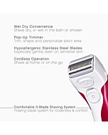 Panasonic Electric Shaver for Women, Cordless 3 Blade Razor, Pop-Up Trimmer, Close Curves, Wet Dry Operation, Independent Floating Heads - ES2207P