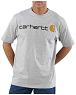 Carhartt Men's Loose Fit Heavyweight Short-Sleeve Logo Graphic T-Shirt,Heather GrayLarge