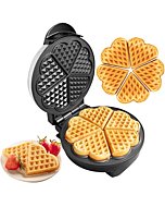 Heart Waffle Maker - Non-Stick, Electric Waffle Griddle Iron with Adjustable Browning Control - 5 Heart-Shaped Waffles, Great Gift